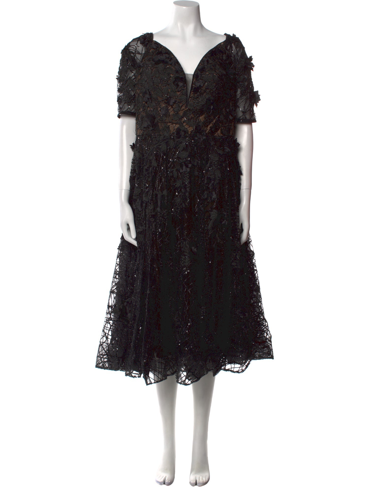 Jovani Lace Pattern Midi Length Dress