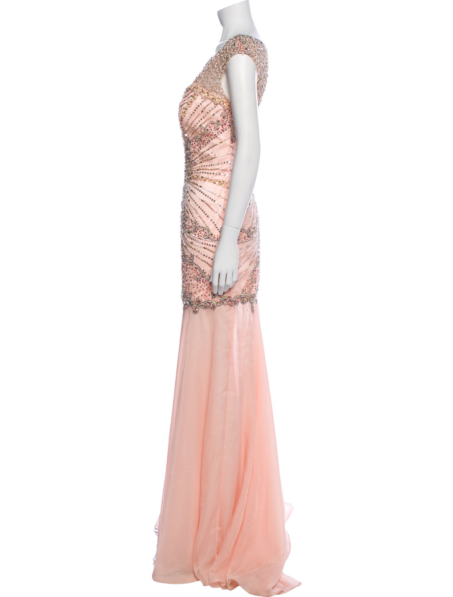 Jovani Bateau Neckline Long Dress