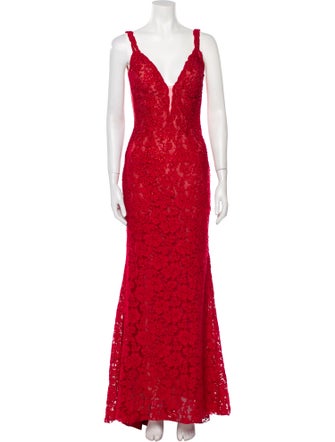 Jovani Lace Pattern Long Dress