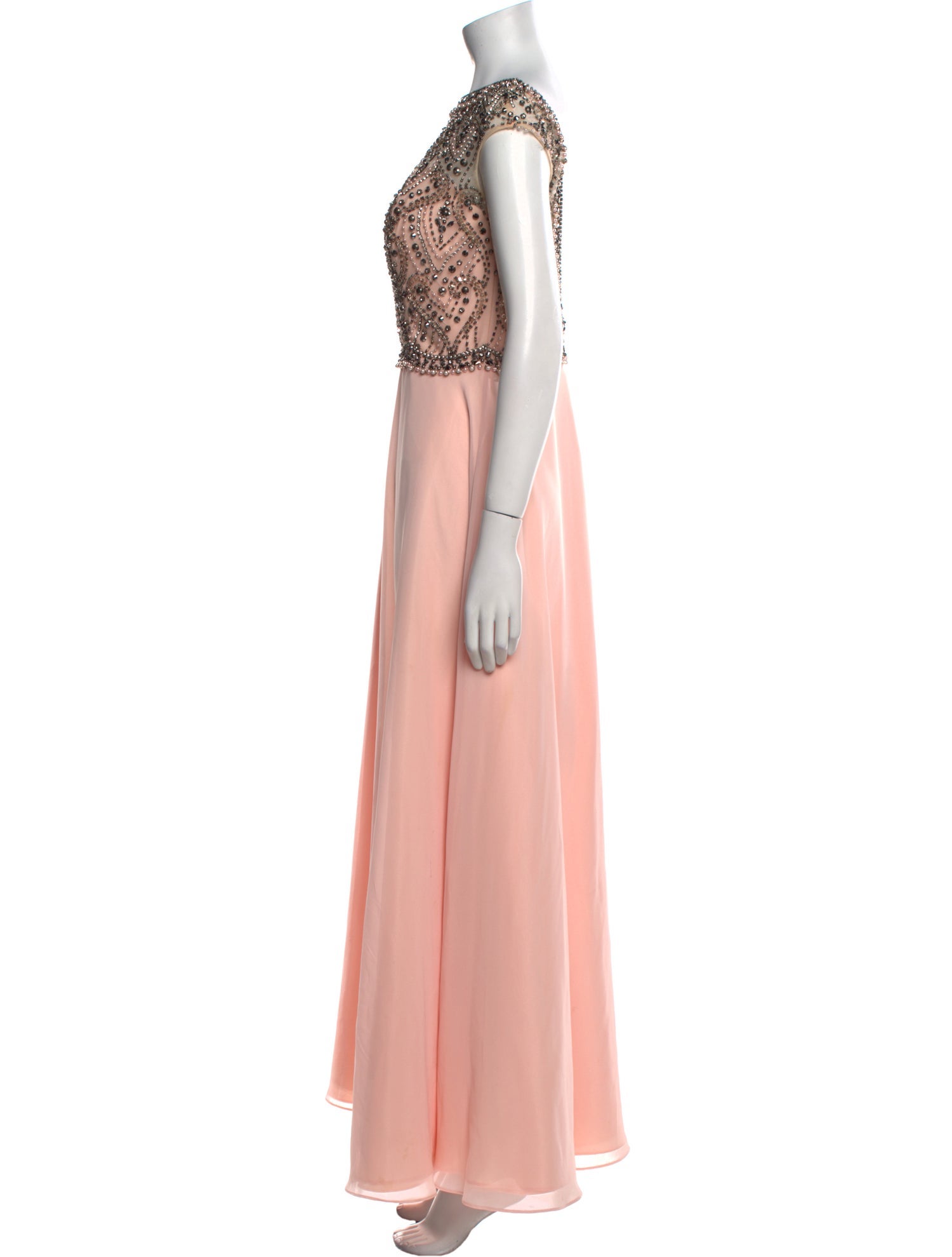 Jovani Bateau Neckline Long Dress