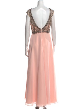 Jovani Bateau Neckline Long Dress