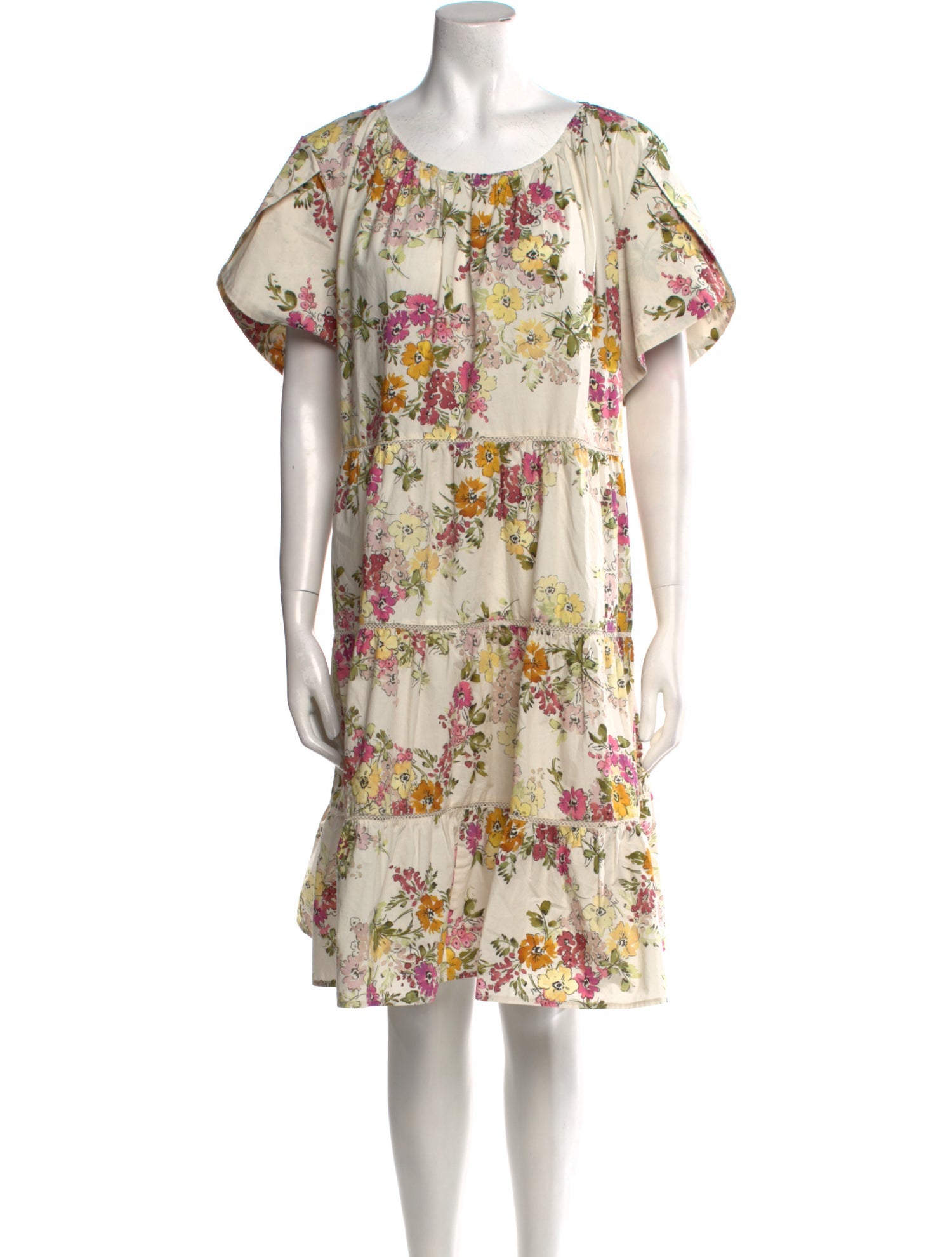 Johnny Was Floral Print Knee-Length Dress