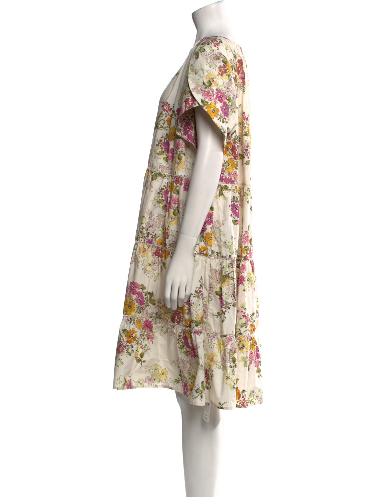 Johnny Was Floral Print Knee-Length Dress