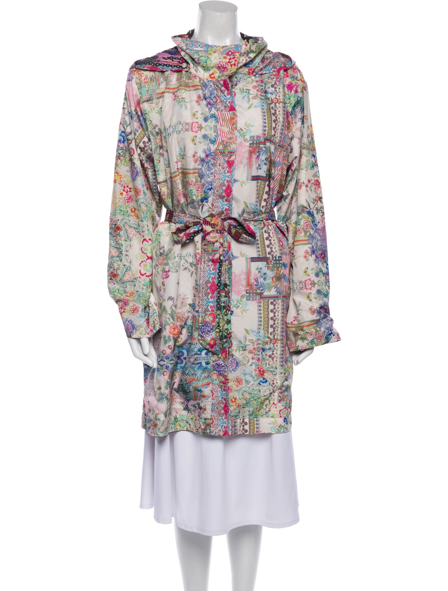 Johnny Was Floral Print Trench Coat