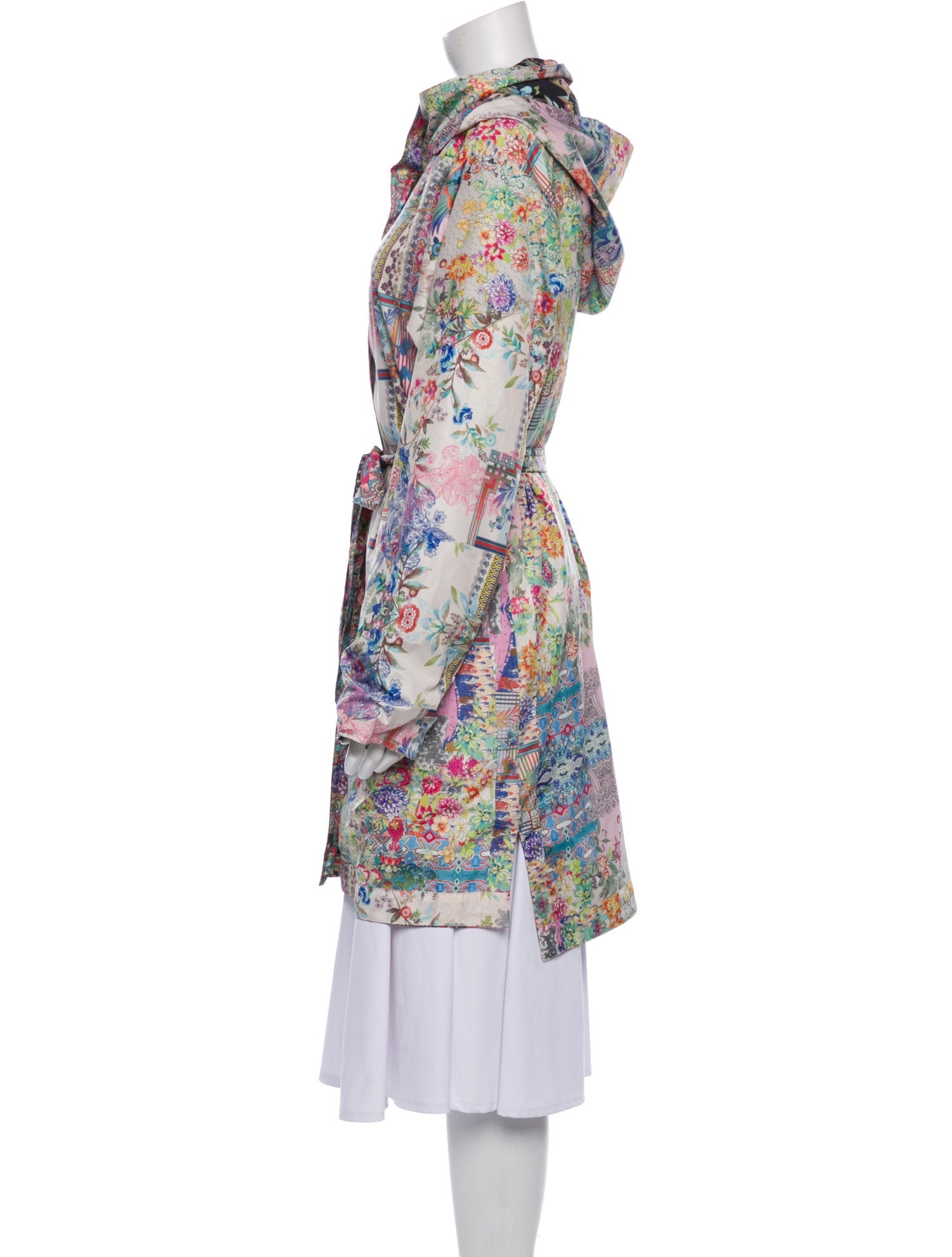 Johnny Was Floral Print Trench Coat