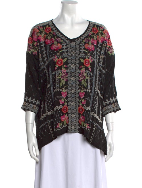 Johnny Was Printed V-Neck Blouse