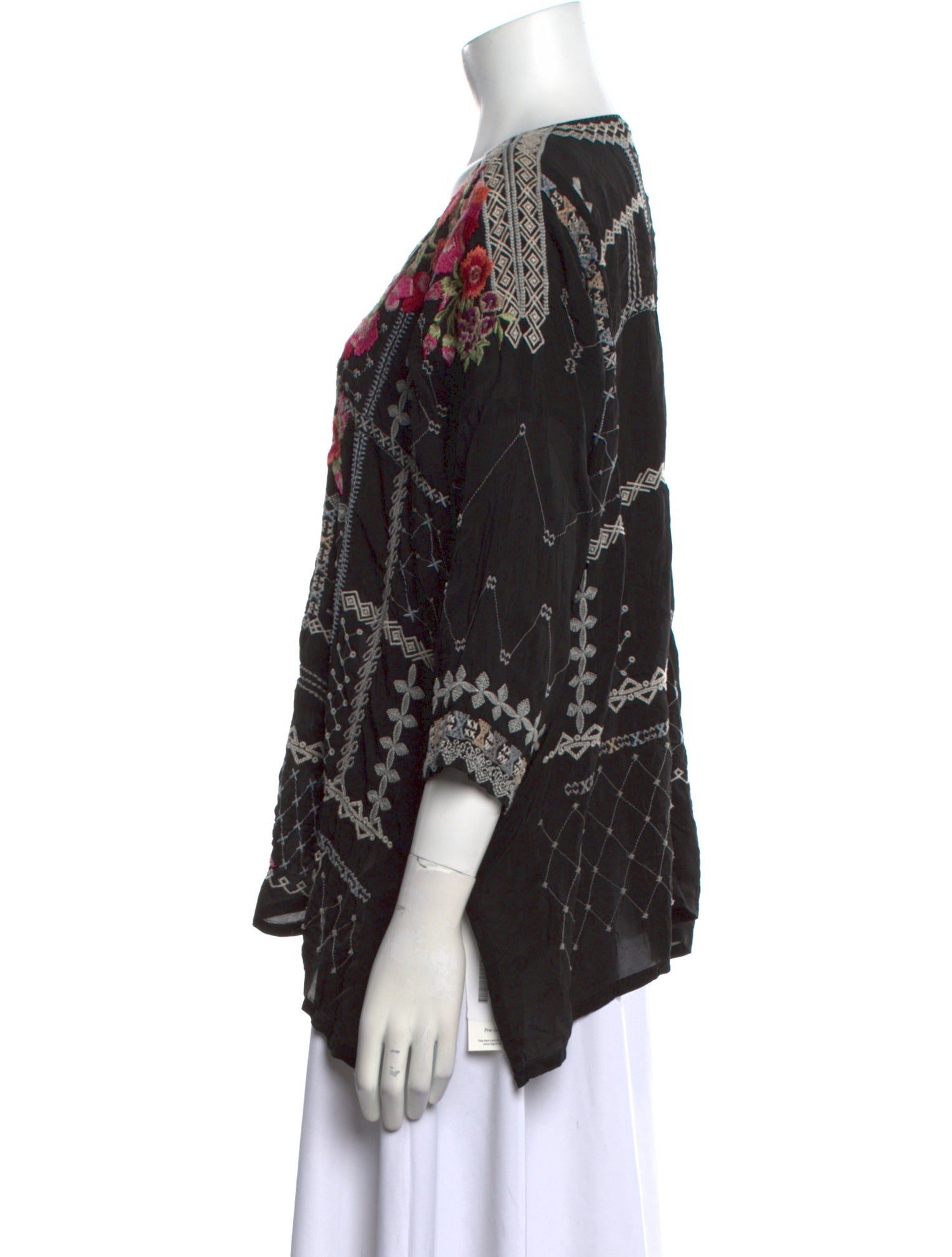 Johnny Was Printed V-Neck Blouse