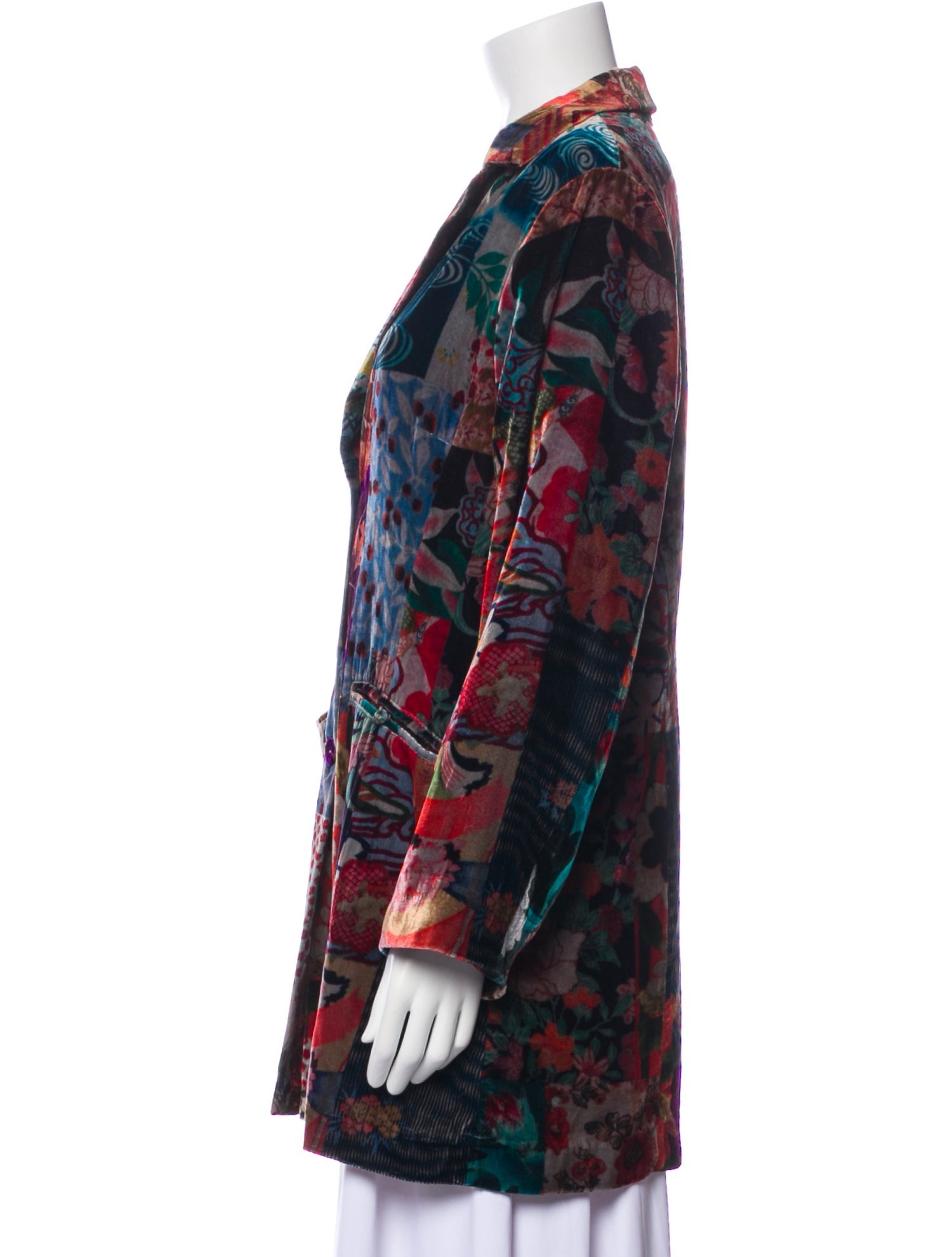 Johnny Was Velour Floral Print Blazer