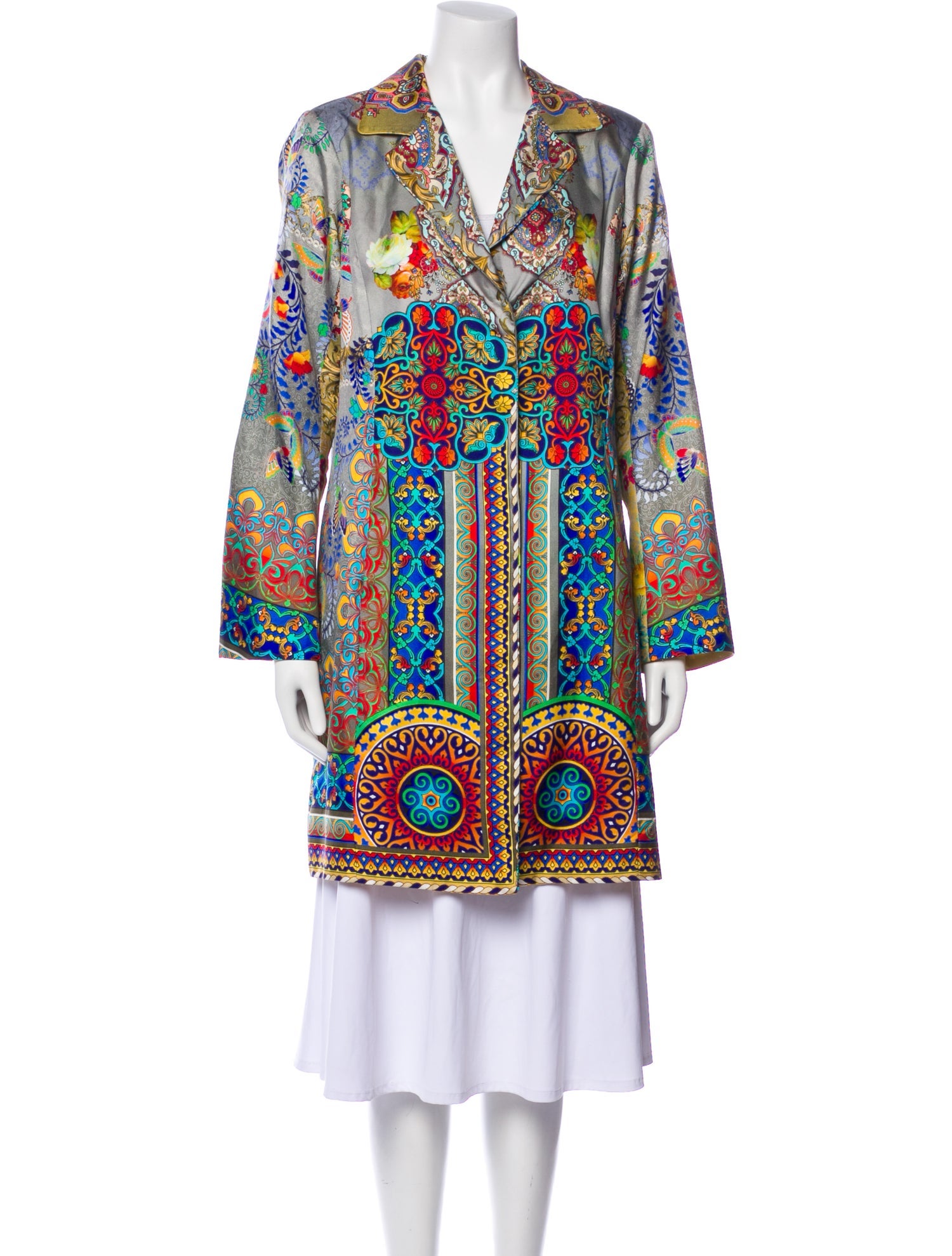 Johnny Was Silk Printed Trench Coat w/ Tags