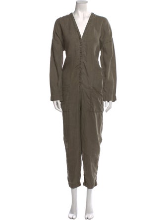 James Perse Linen V-Neck Jumpsuit