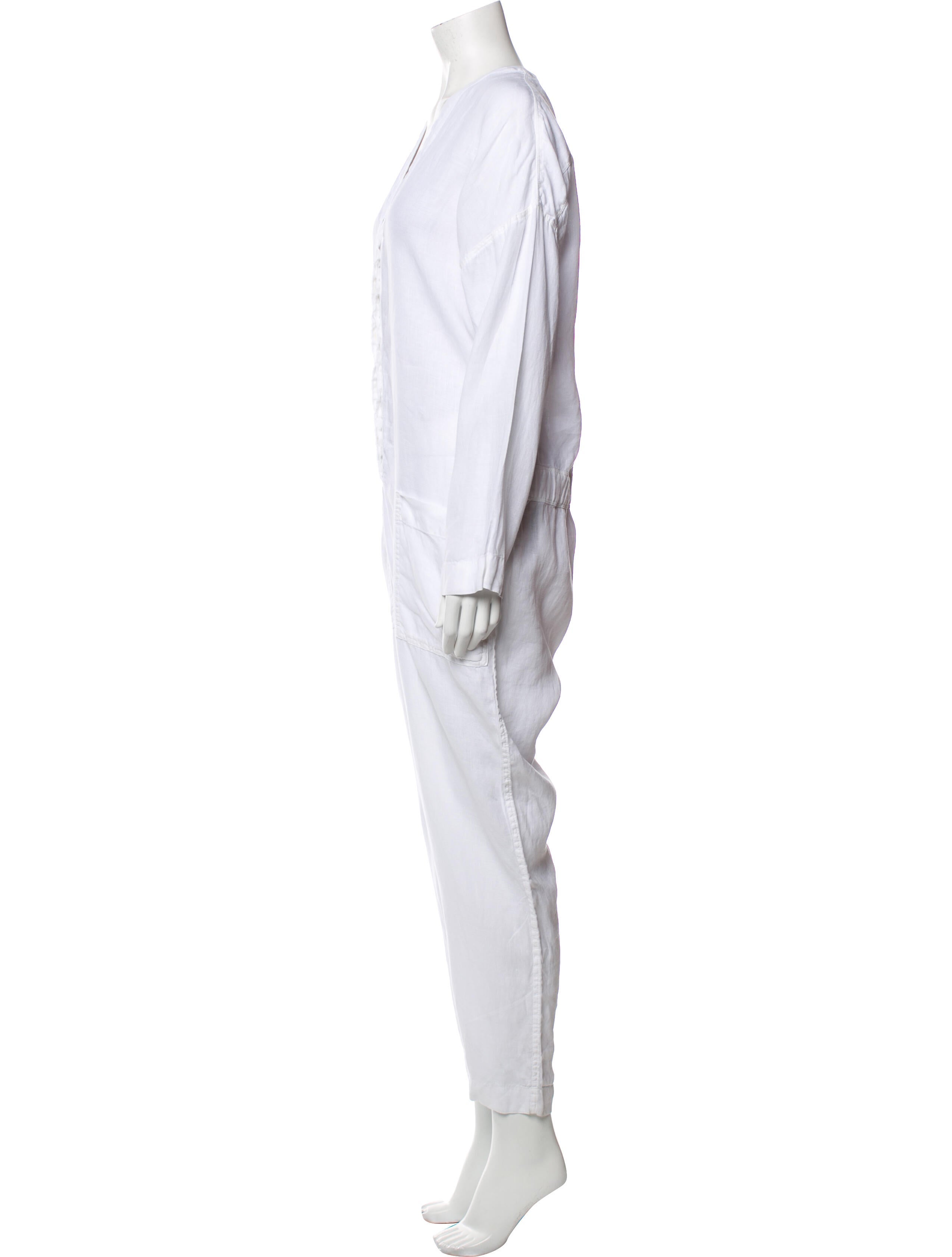 James Perse Linen Plunge Neckline Jumpsuit