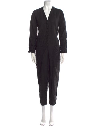 James Perse Linen V-Neck Jumpsuit