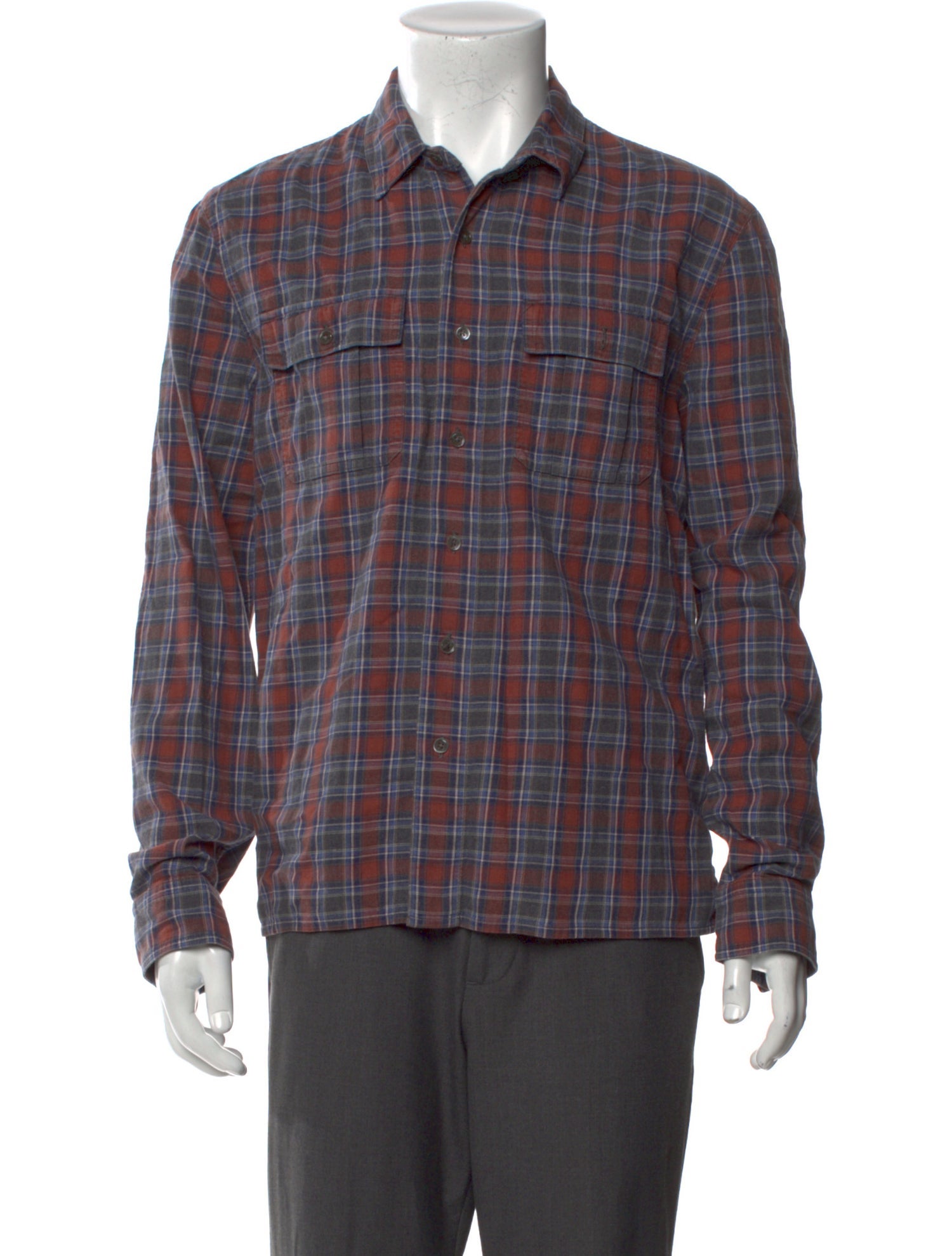 James Perse Plaid Print Long Sleeve Shirt