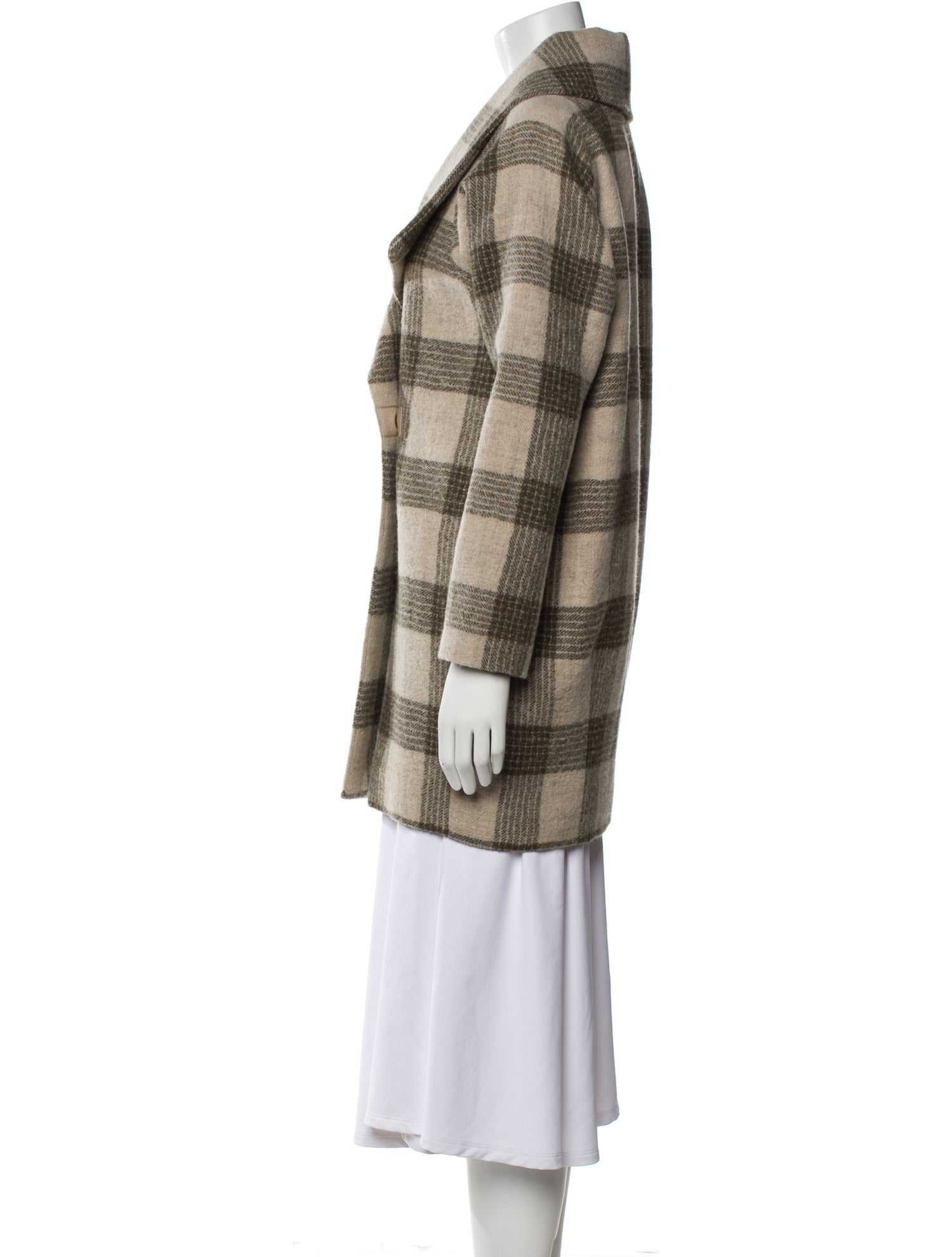 James Perse Virgin Wool Plaid Print Peacoat