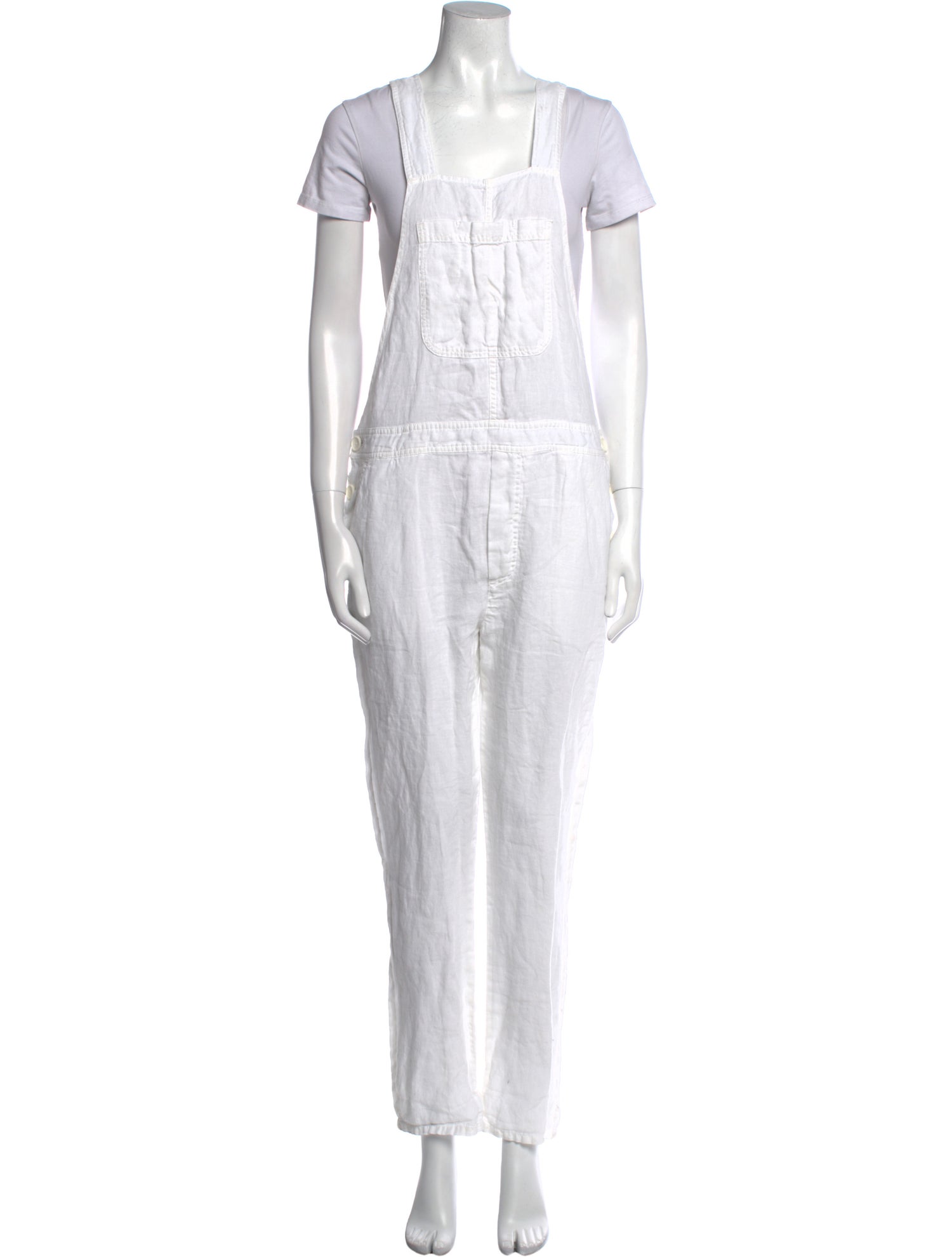 James Perse Linen Square Neckline Overalls