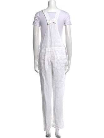 James Perse Linen Square Neckline Overalls