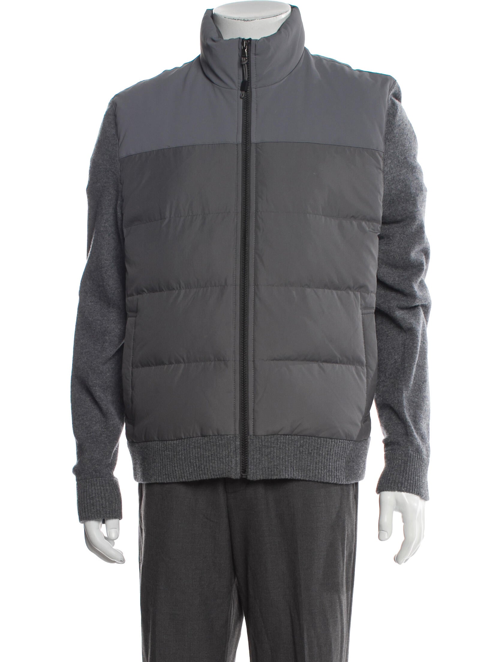 James Perse Colorblock Pattern Puffer Coat