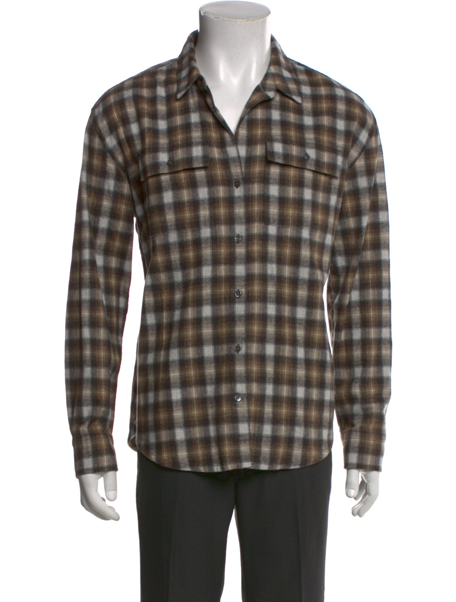 James Perse Plaid Print Long Sleeve Shirt