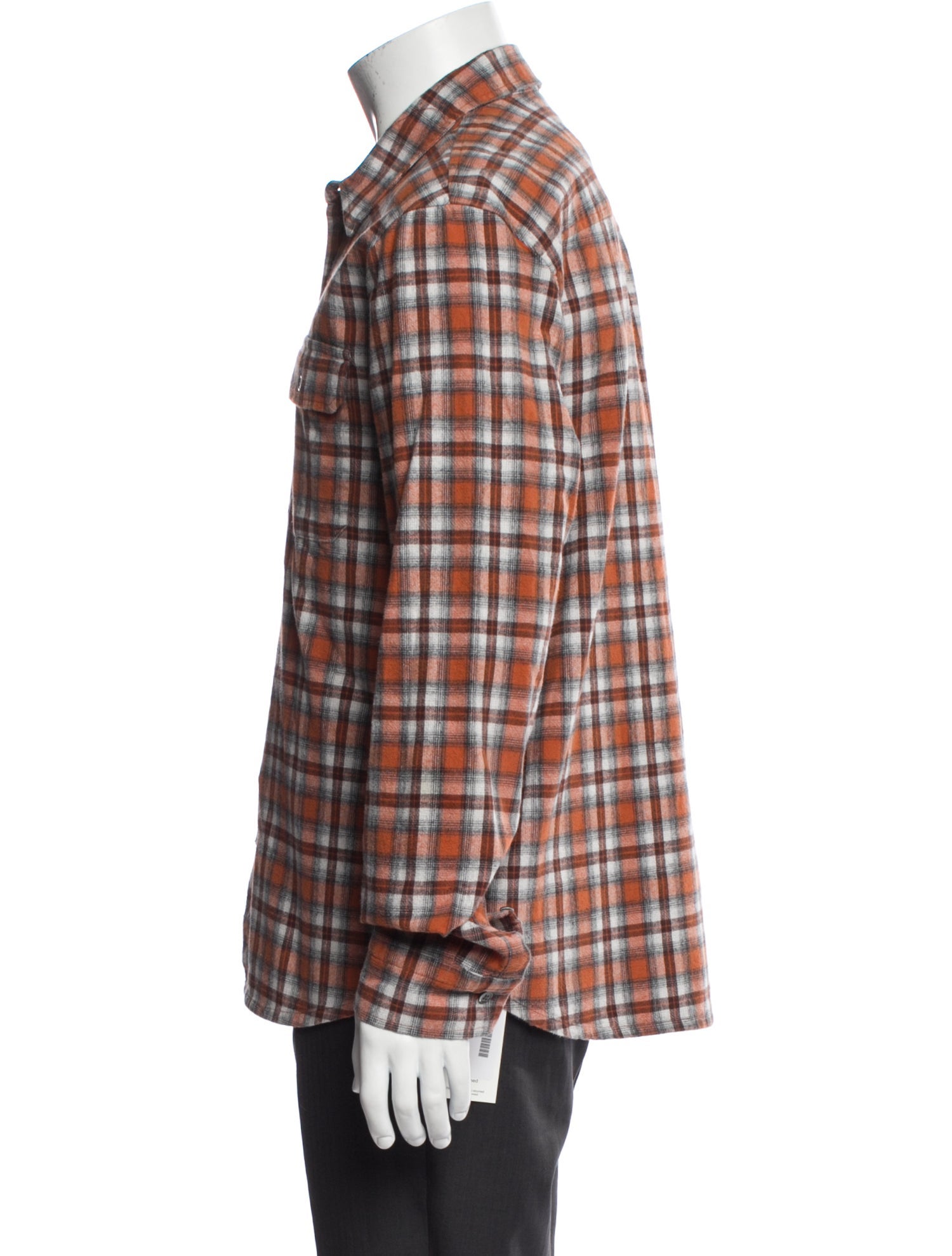 James Perse Plaid Print Long Sleeve Dress Shirt