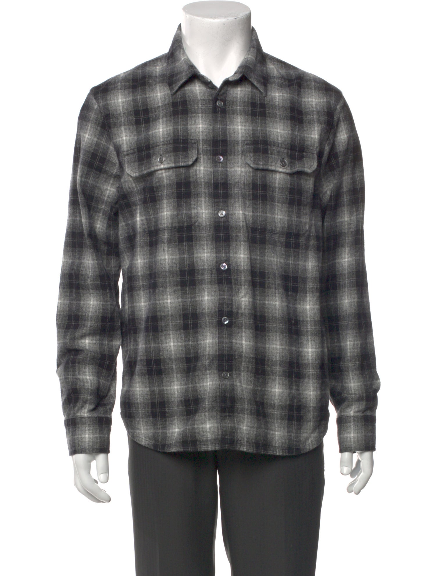 James Perse Plaid Print Long Sleeve Western Shirt