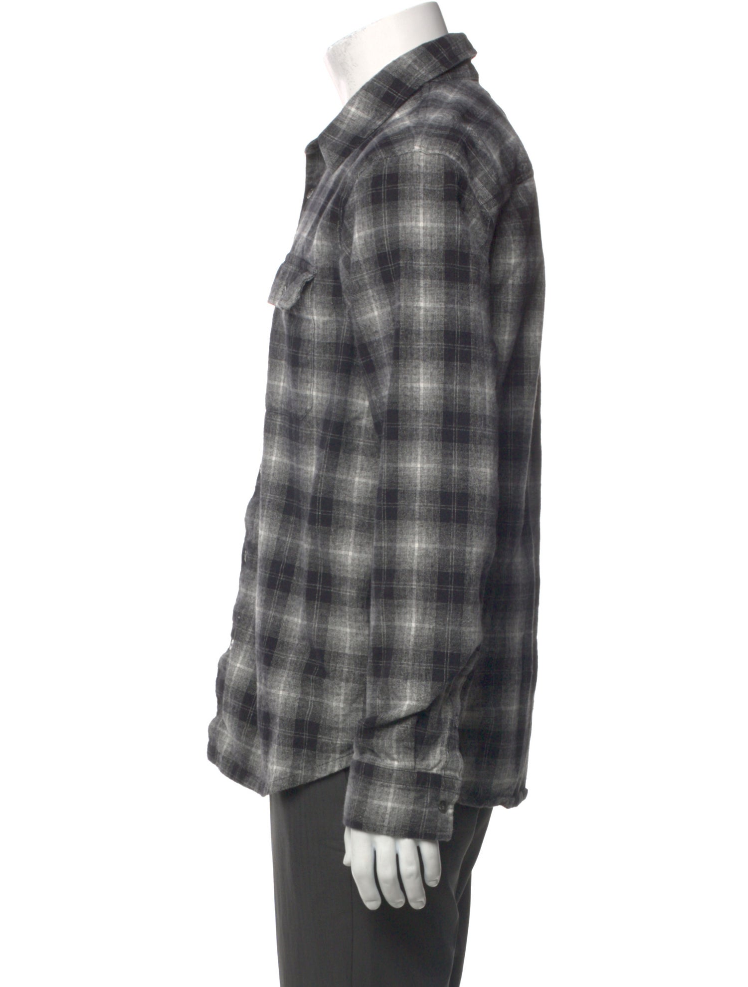 James Perse Plaid Print Long Sleeve Western Shirt