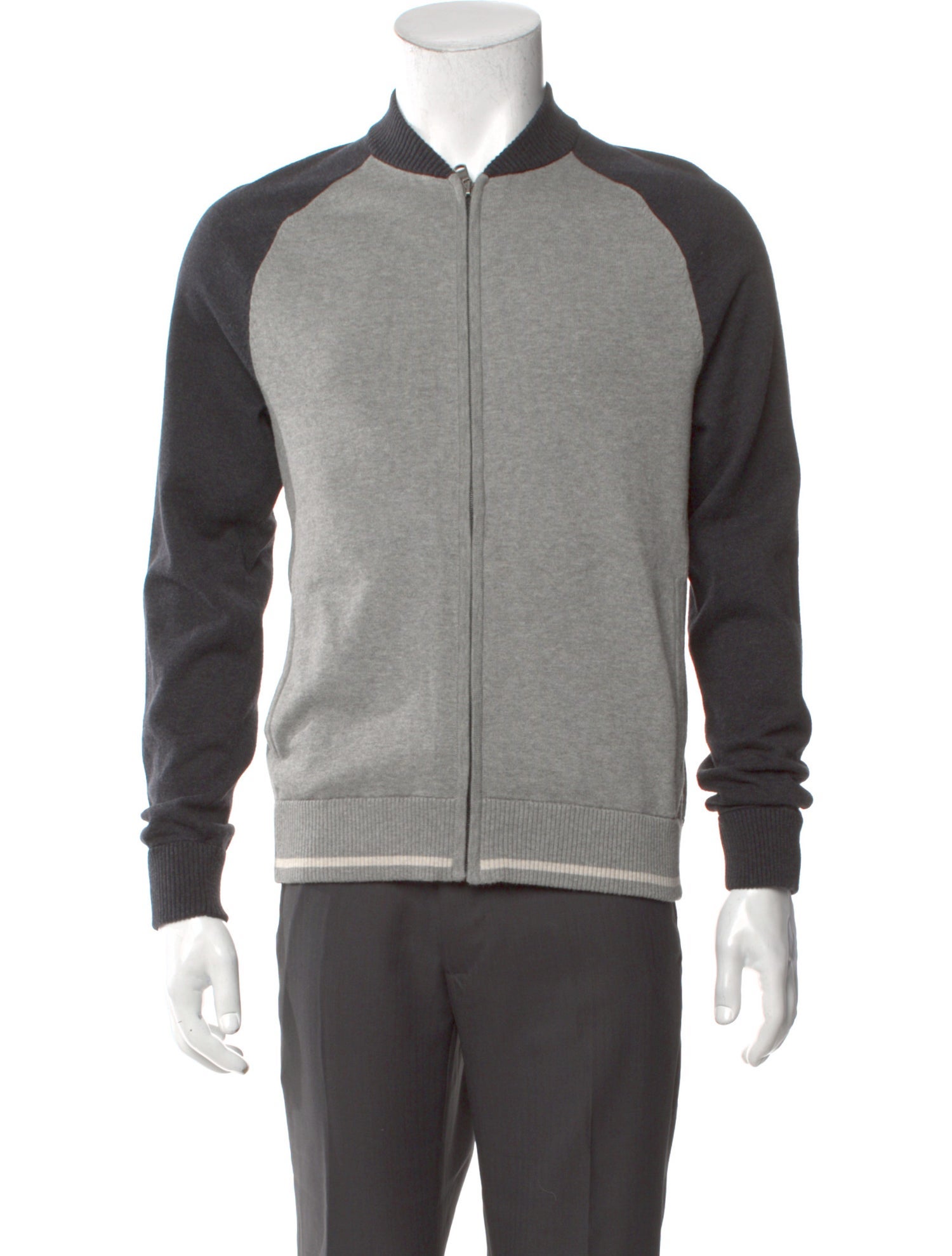 James Perse Colorblock Pattern Mock Neck Cardigan