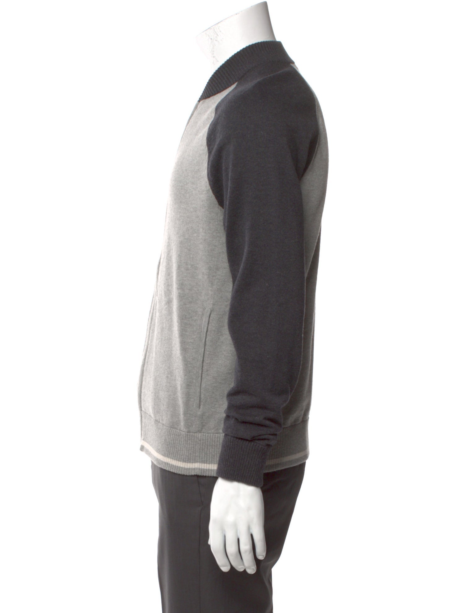 James Perse Colorblock Pattern Mock Neck Cardigan