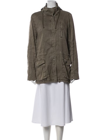 Pre-owned James Perse Linen Utility Jacket In Green