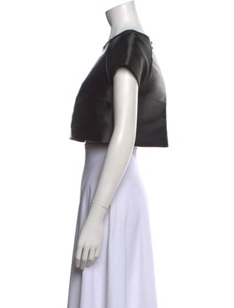 John Paul Ataker Bateau Neckline Short Sleeve Crop Top