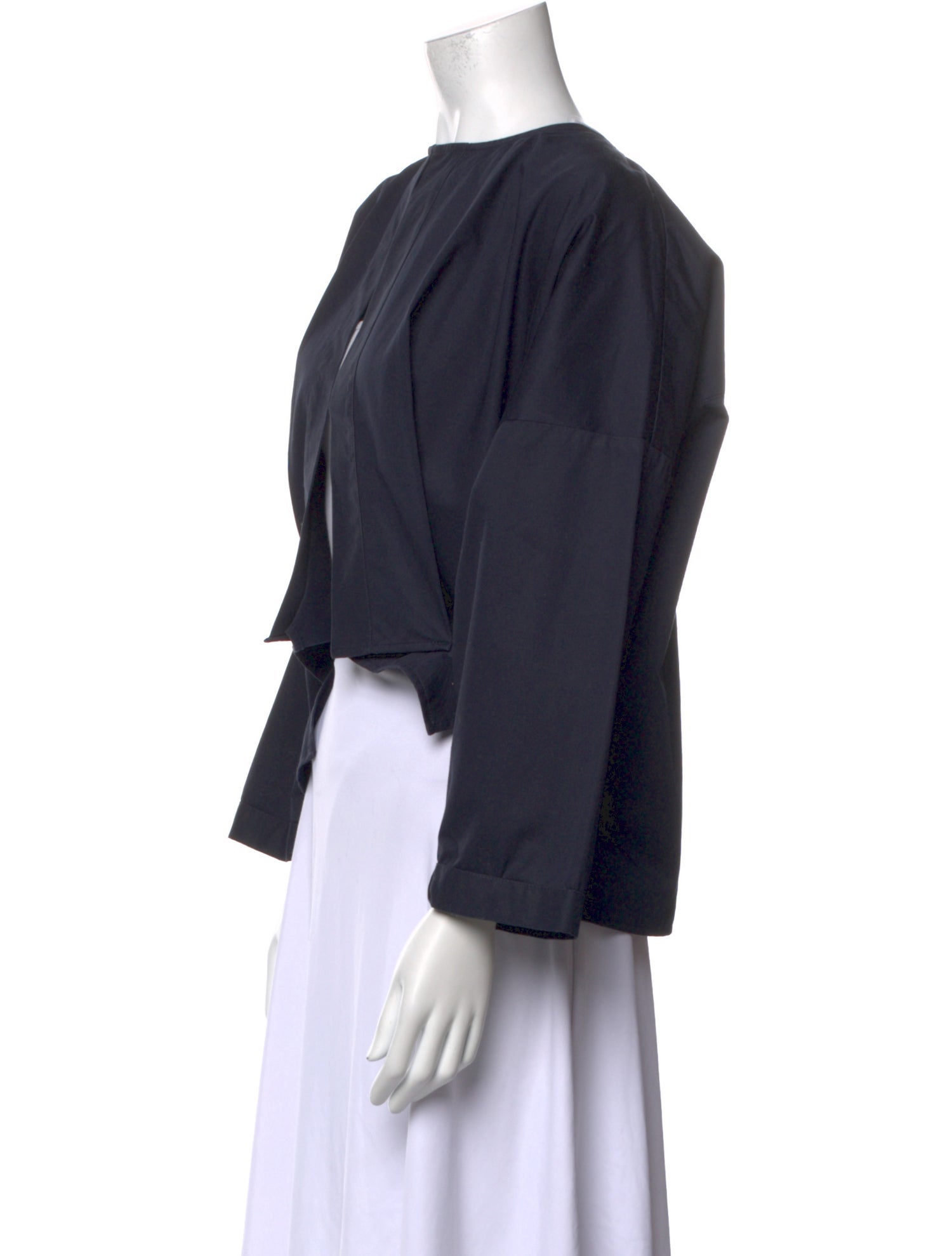 Jean Paul Knott Bateau Neckline Long Sleeve Crop Top