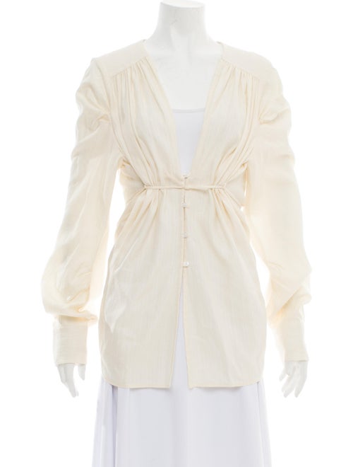 Jacquemus Linen Plunge Neckline Blouse
