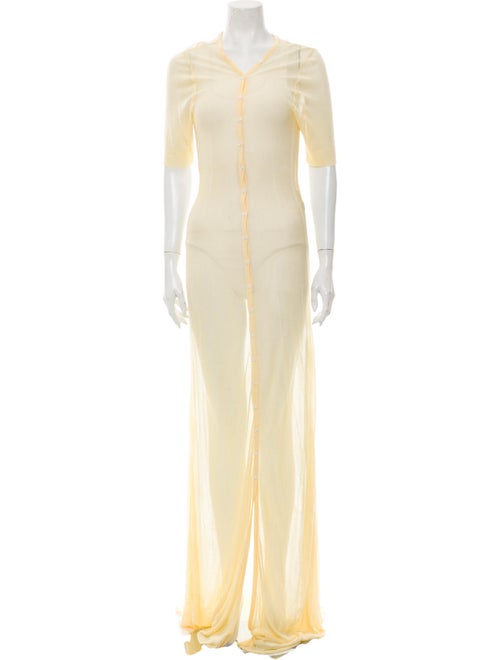 Jacquemus V-Neck Long Dress Yellow