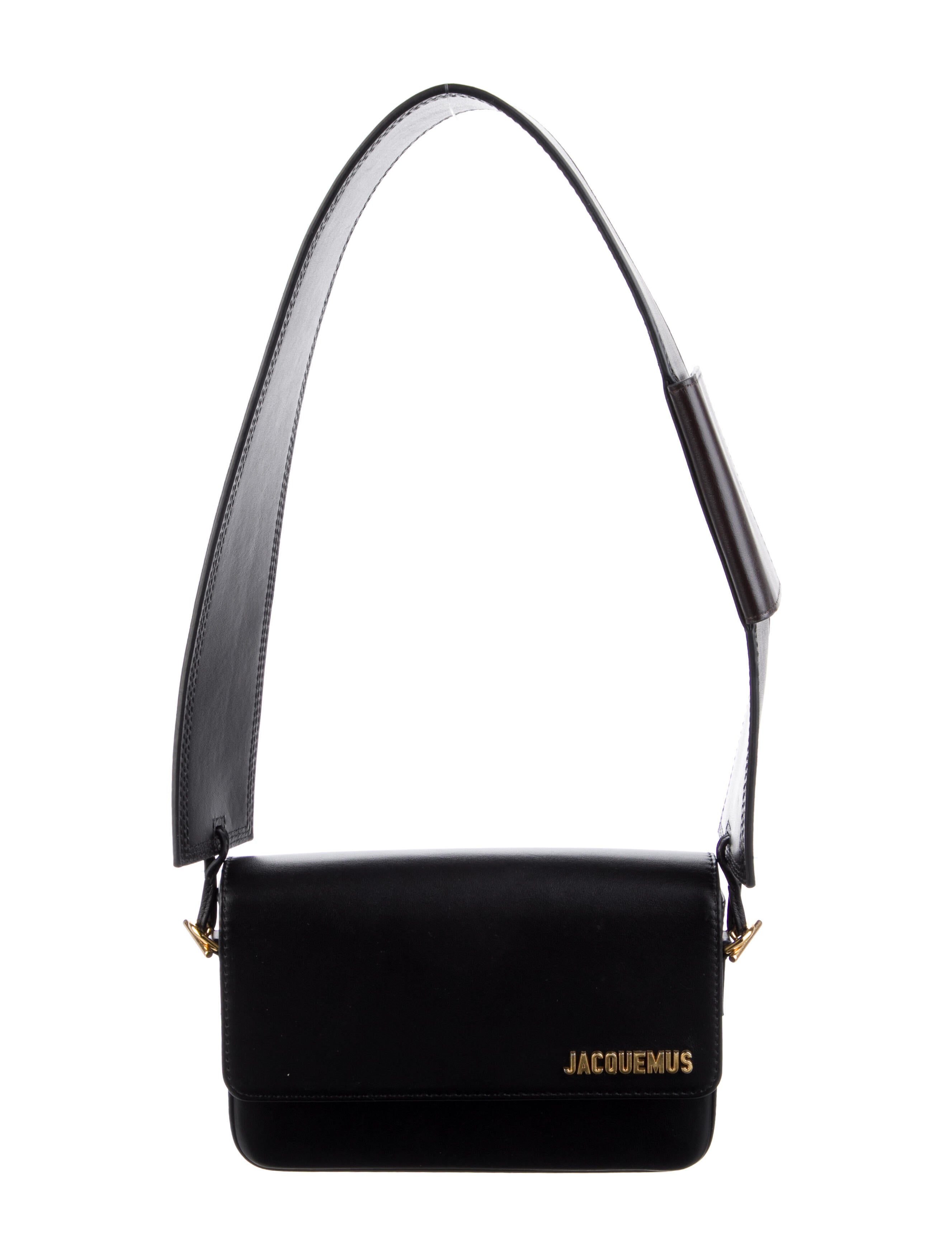 Jacquemus Le Carinu Flap Leather Shoulder Bag Black Shoulder Bags
