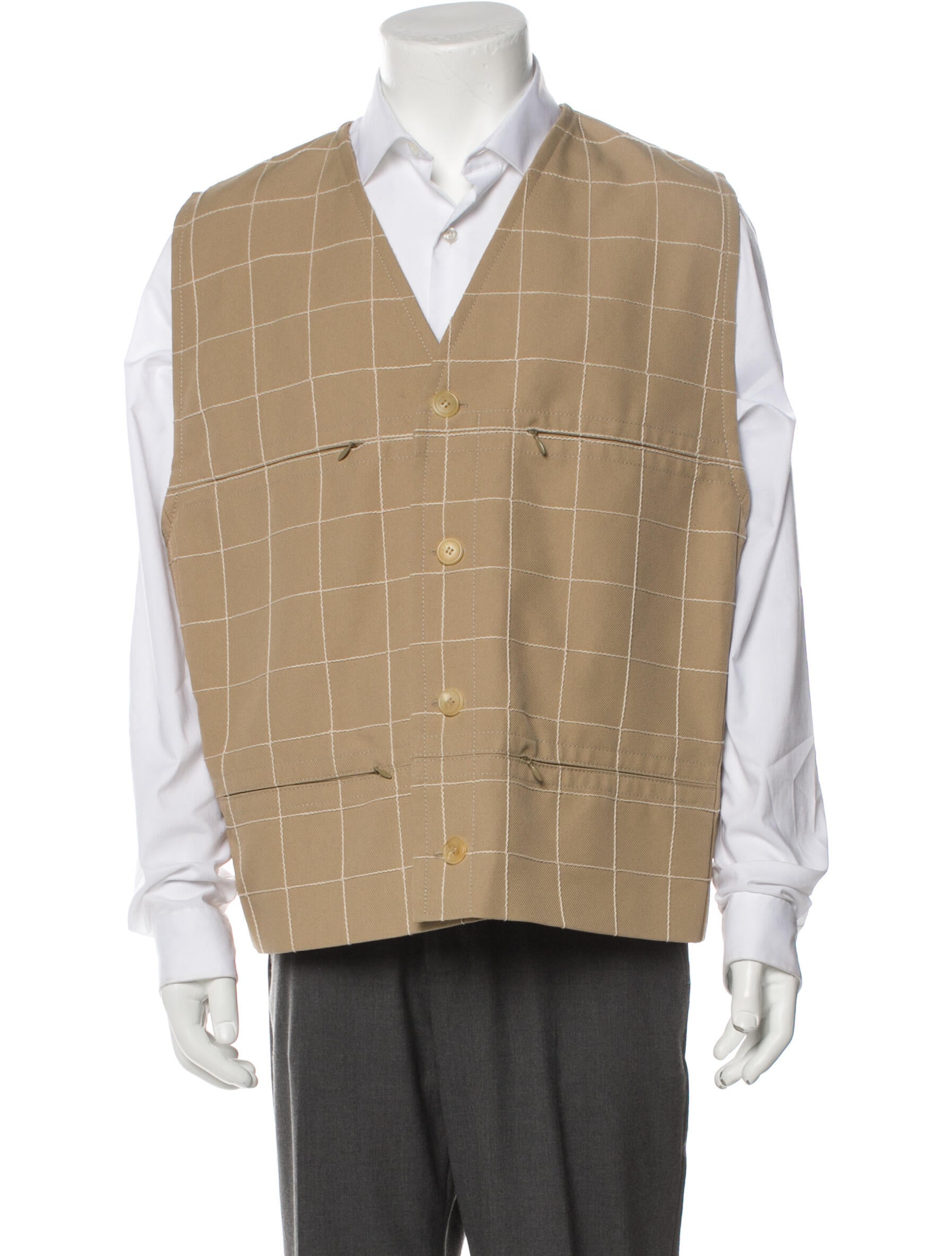 【関税&送料込み】Jacquemus Jackets And Vests Jacquemus Plaid Print Vest - Neutrals Outerwear, Clothing