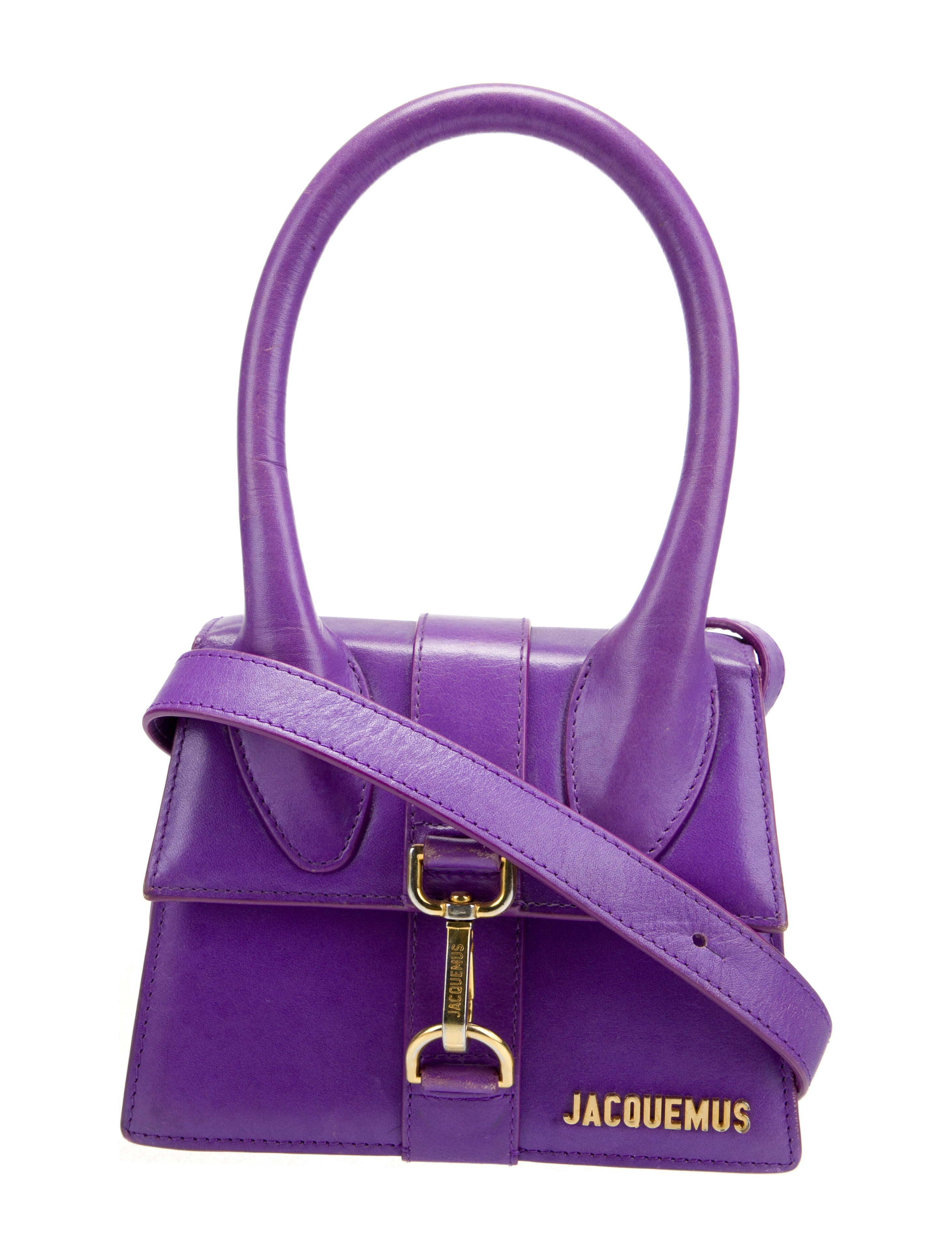 Jacquemus Leather Handle Bag Purple Handle Bags, Handbags WJQ41659 The RealReal