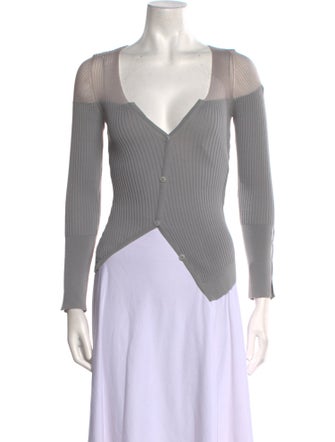 Jacquemus Plunge Neckline Long Sleeve Crop Top