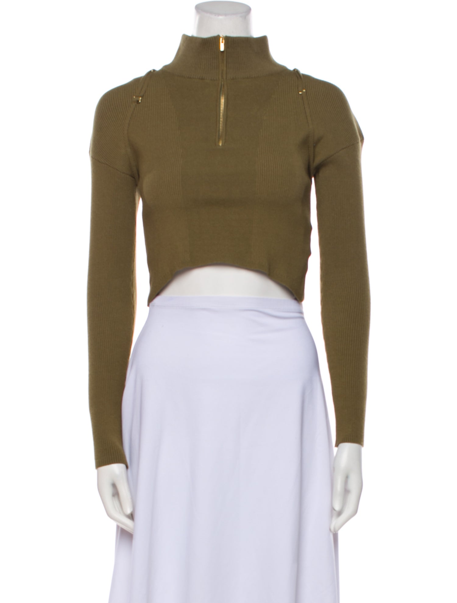 Jacquemus Mock Neck Long Sleeve Crop Top