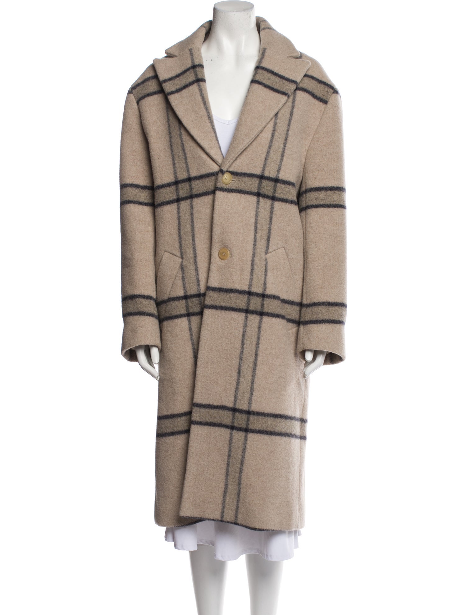 Jacquemus Virgin Wool Plaid Print Trench Coat