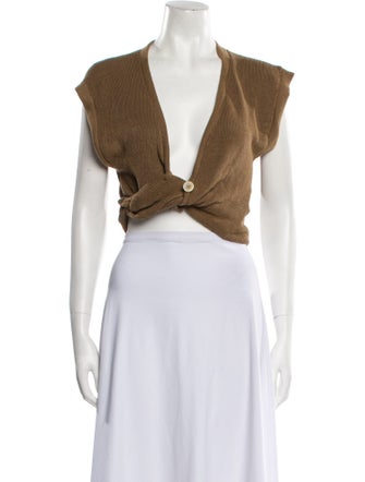 Jacquemus Linen V-Neck Crop Top