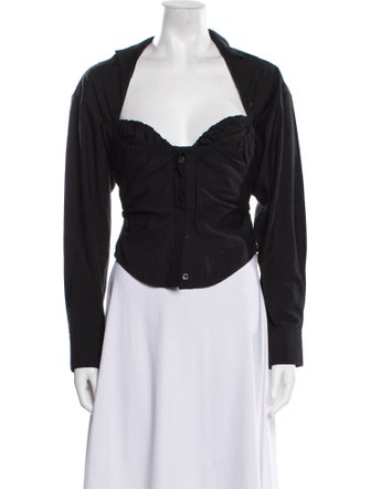 Jacquemus V-Neck Long Sleeve Crop Top