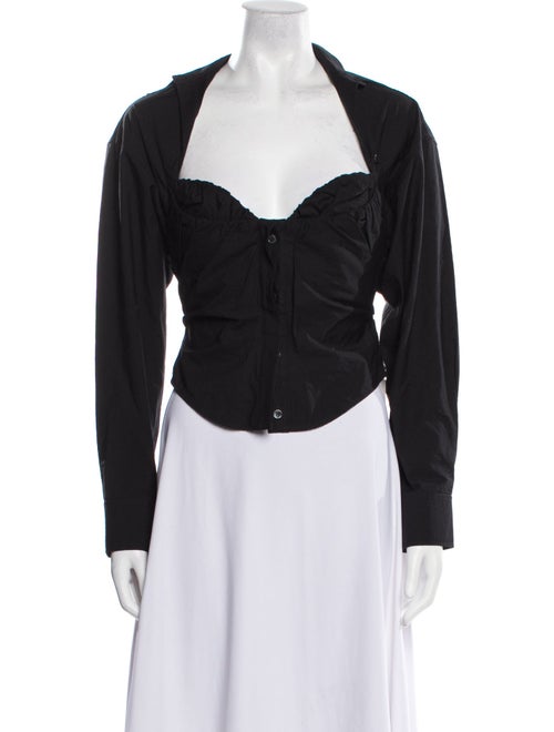 Jacquemus V-Neck Long Sleeve Crop Top