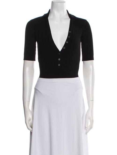 Jacquemus V-Neck Short Sleeve Crop Top