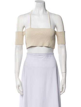 Jacquemus Square Neckline Short Sleeve Crop Top