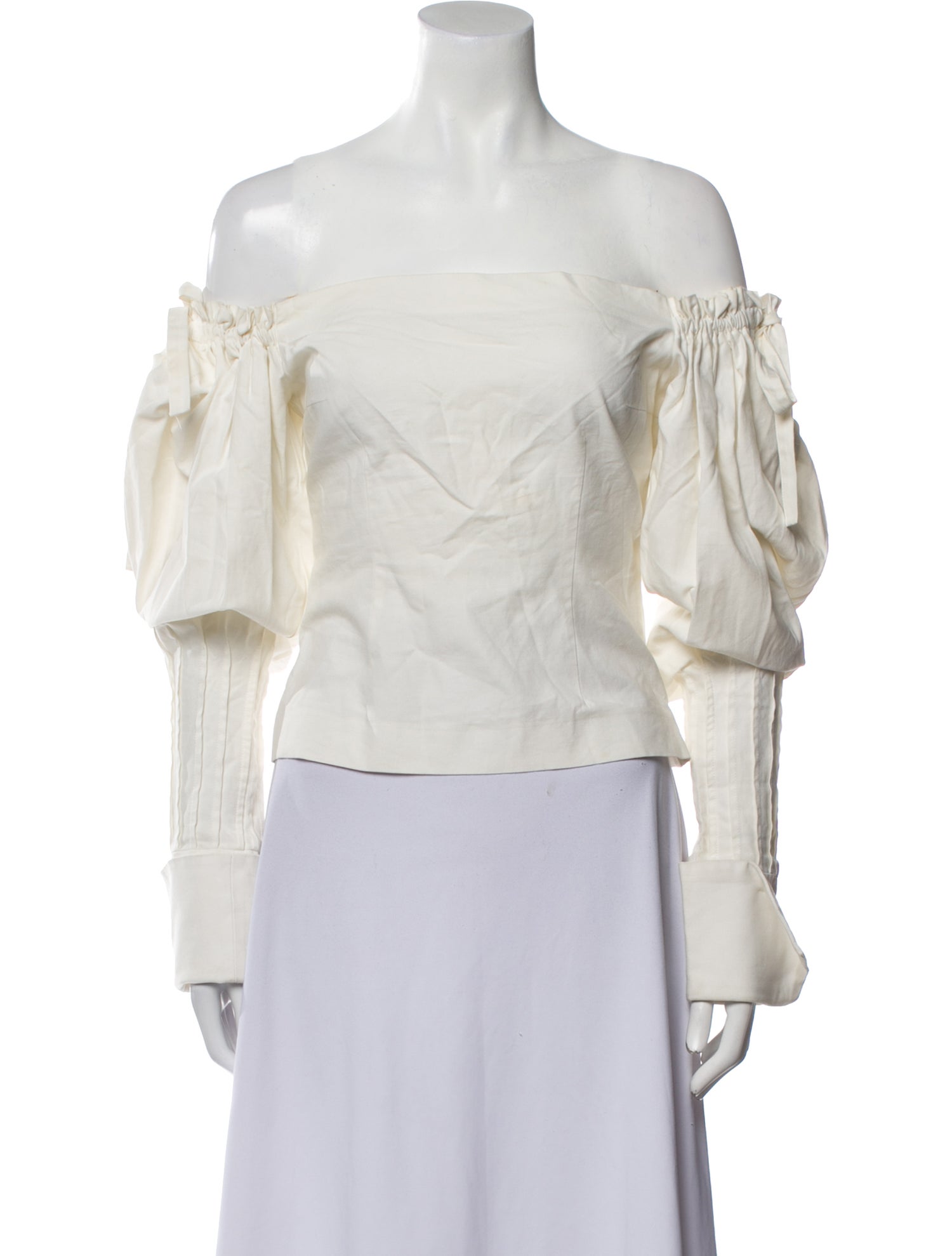 Jacquemus Off-The-Shoulder Three-Quarter Sleeve Crop Top