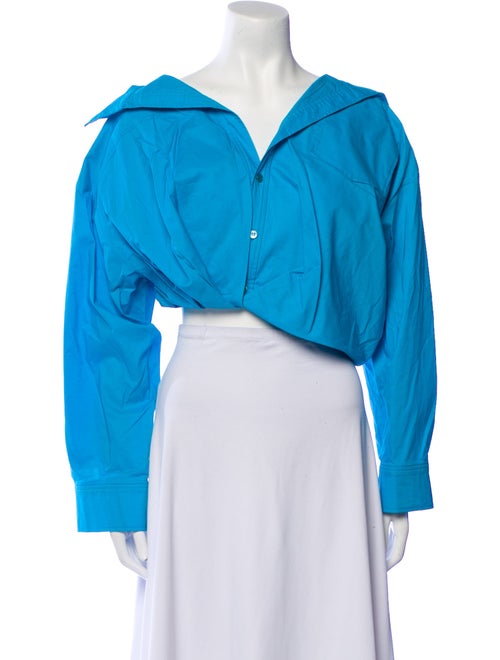 Jacquemus V-Neck Long Sleeve Crop Top