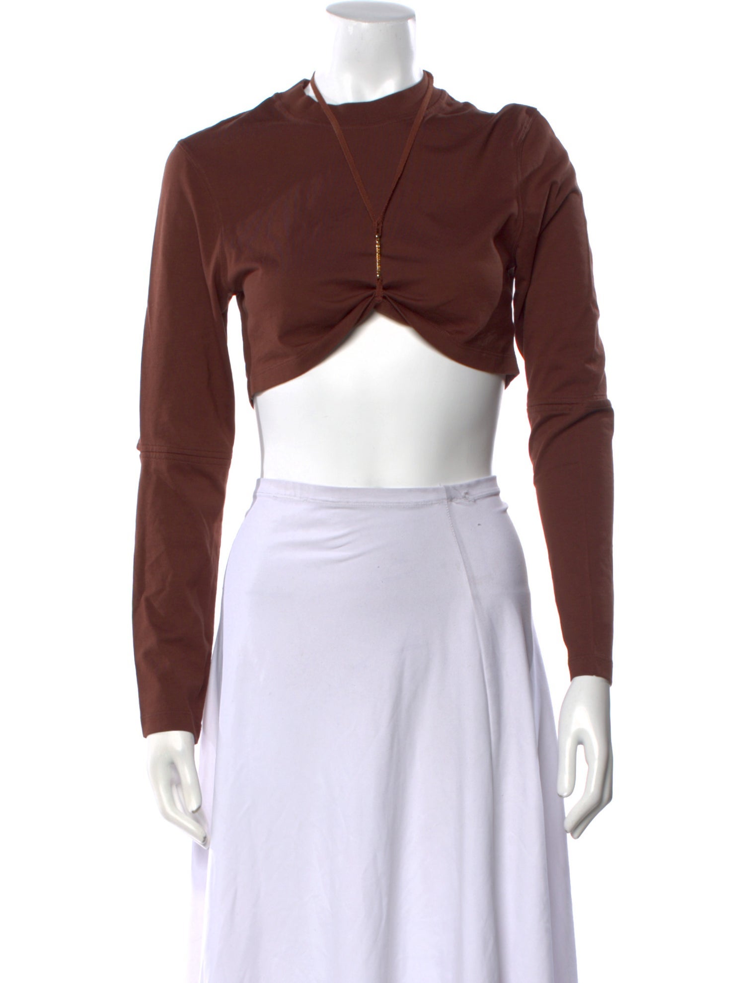 Jacquemus Mock Neck Long Sleeve Crop Top