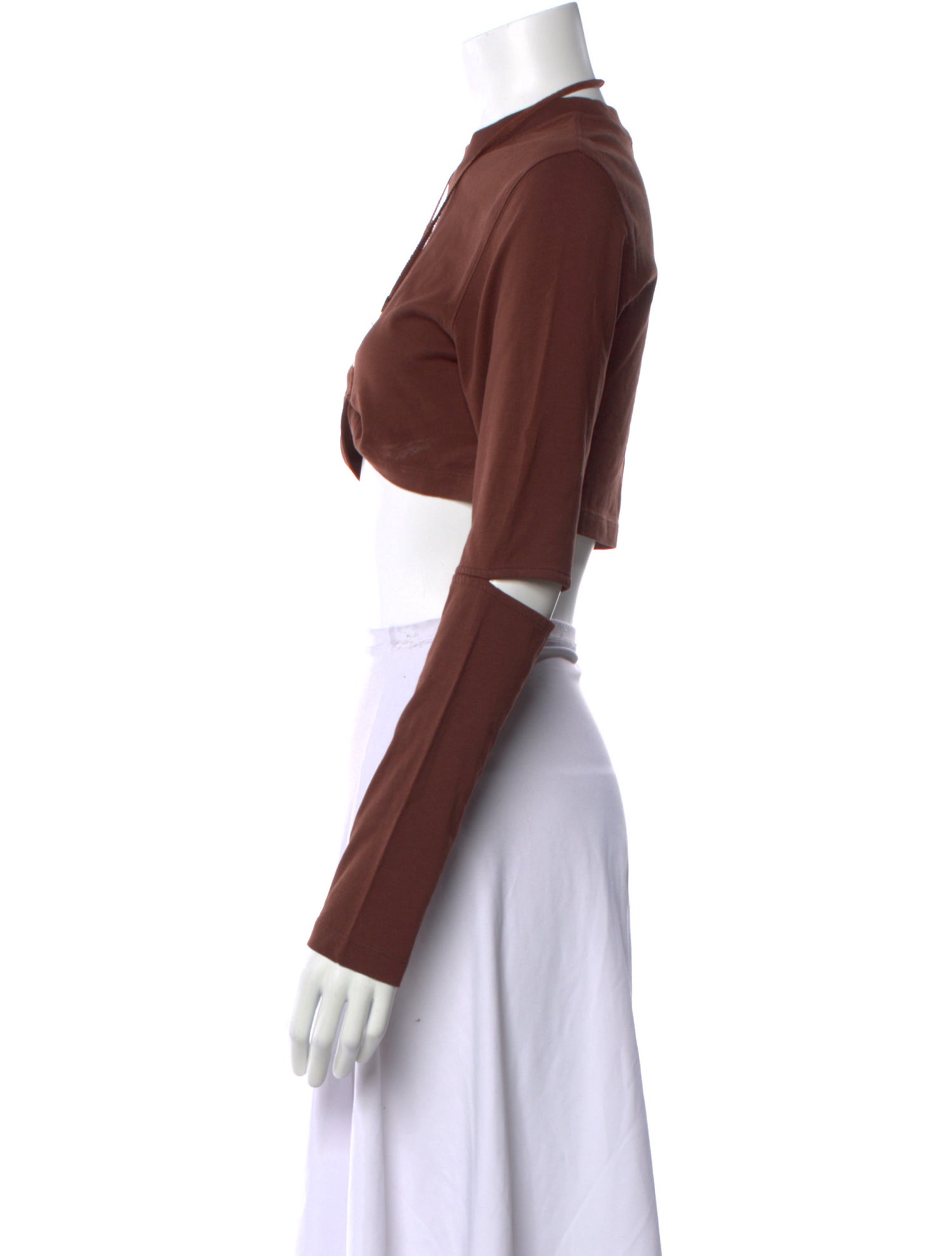 Jacquemus Mock Neck Long Sleeve Crop Top