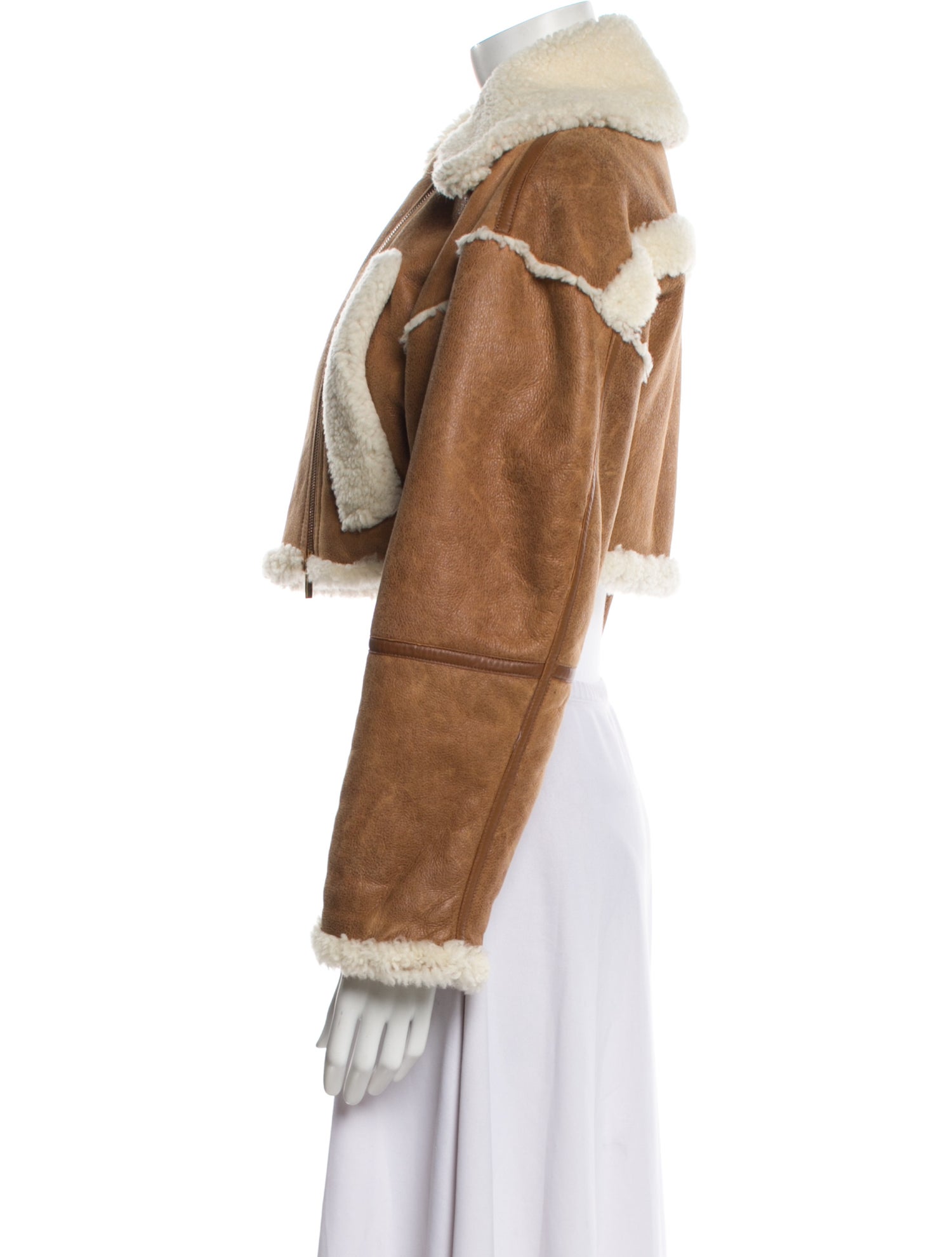 Jacquemus Leather Colorblock Pattern Faux Fur Jacket