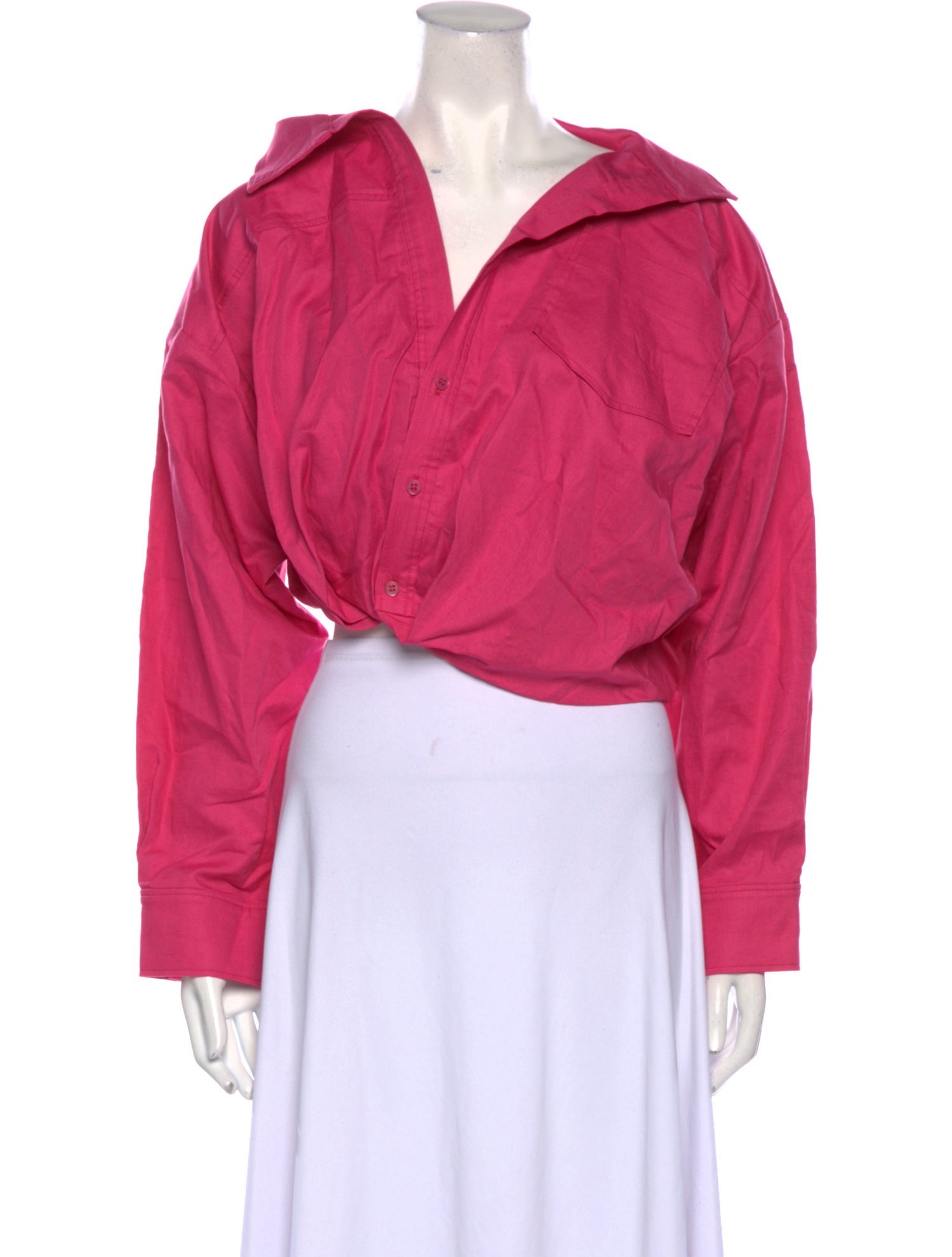 Jacquemus V-Neck Long Sleeve Crop Top