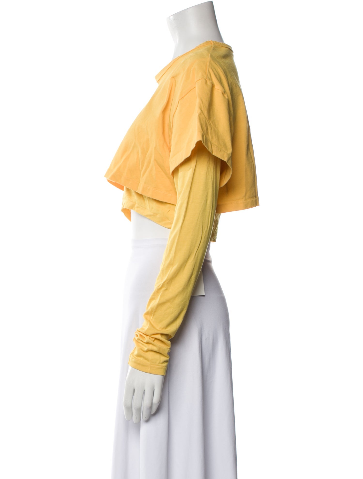 Jacquemus Crew Neck Long Sleeve Crop Top